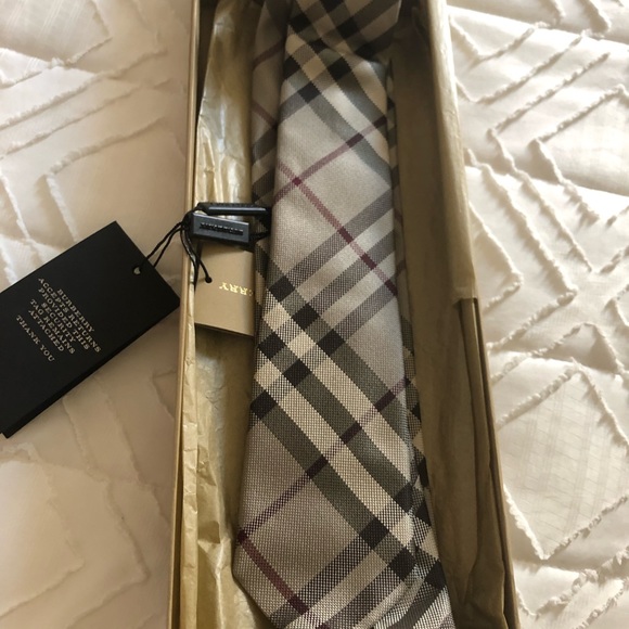 NWT Men’s BURBERRY LONDON Smoked Trench Silk Tie - Picture 5 of 10